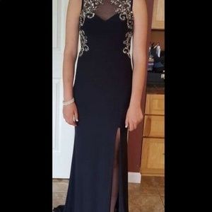 BLONDIE NITES Sz 1 Womens Navy Evening Party Ball Gown Prom Bridesmaid Long NEW